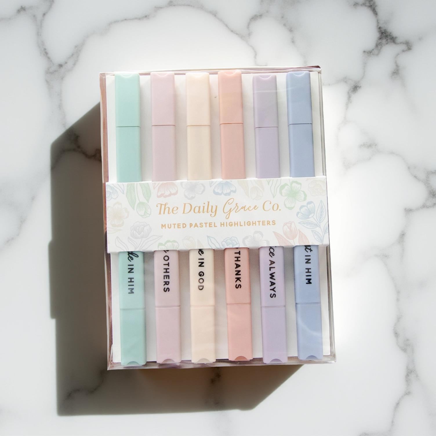 Muted Pastel Bible Highlighters – 6 Colors, Dual Tip, No-Bleed