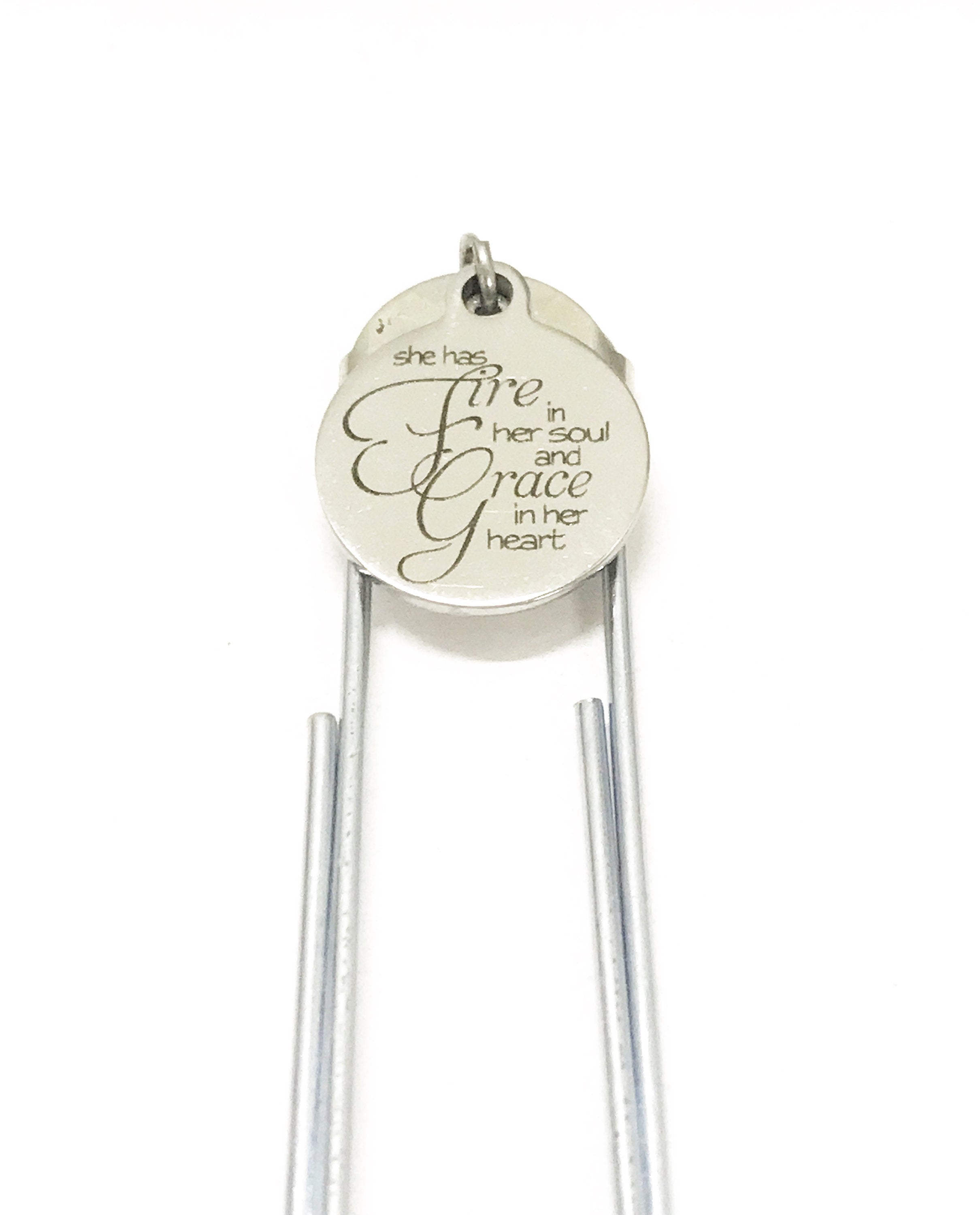 "She Has Fire In Her Soul & Grace In Her Heart" – Christian Bookmark Gift