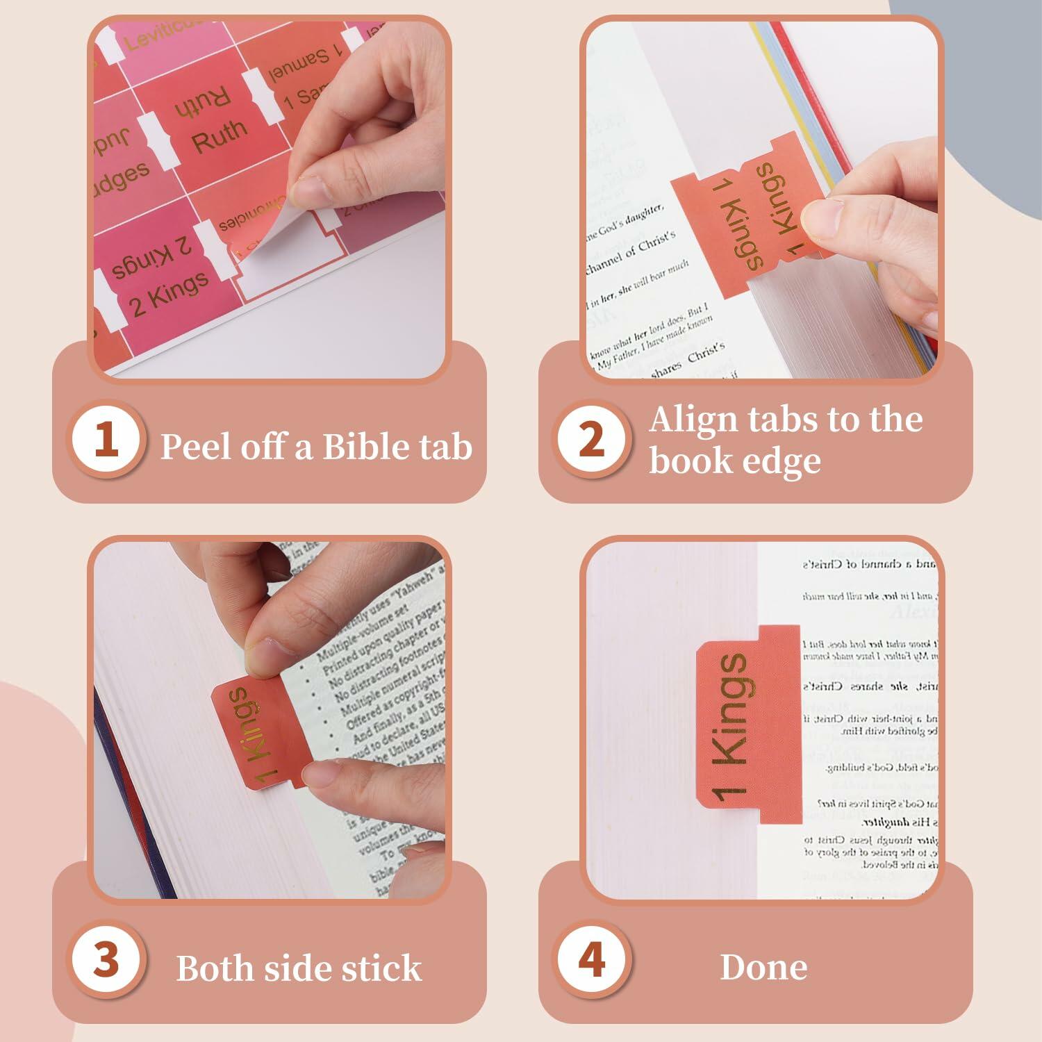 Laminated Bible Tabs – 105 PCS Gold Foil Large Print for Women & Men