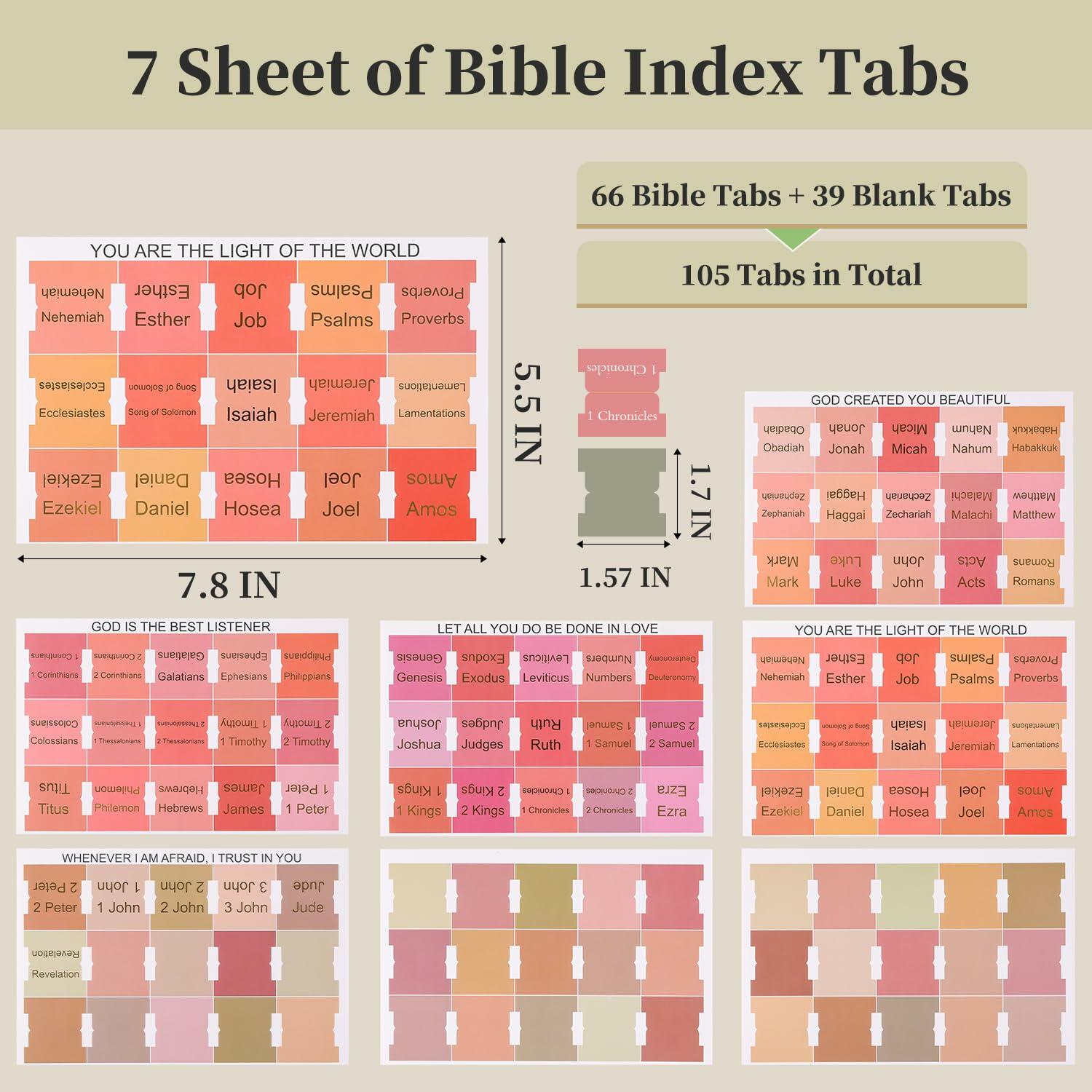 Laminated Bible Tabs – 105 PCS Gold Foil Large Print for Women & Men